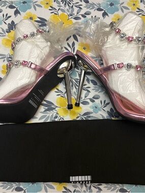 Finesse Pink Crystal-Embellished Women’s Heeled Sandals